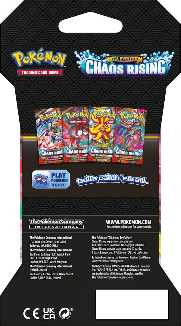 Pokémon - Trading Card Game: Mega Evolution - Chaos Rising Sleeved Booster - Styles May Vary